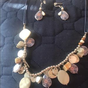 Necklace and earrings.
